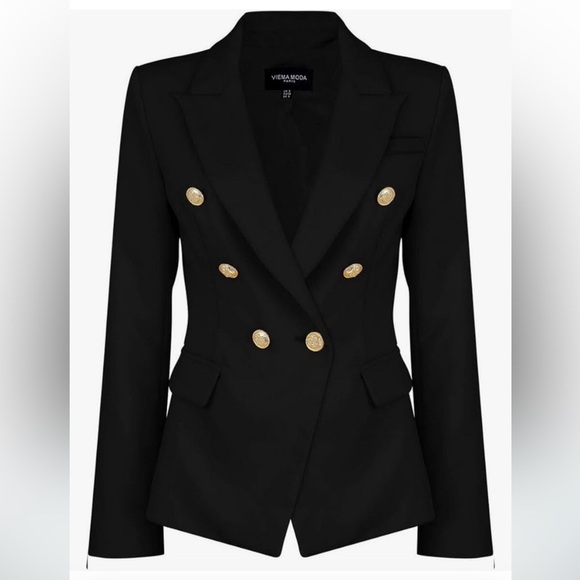 Viema Moda Paris Black Military blazer with gold buttons - Picture 1 of 10